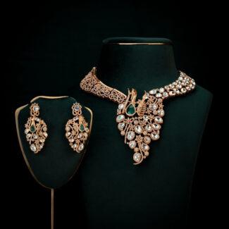 Zehra bridal kundan necklace set antique gold traditional Indian wedding jewellery