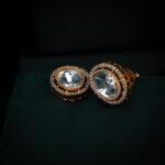 Elegant gold earrings with clear stones
