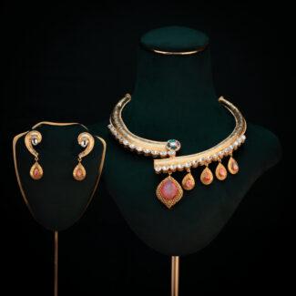 Elegant jewelry set on display