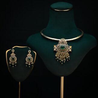 Elegant jewelry display on mannequin